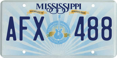 MS license plate AFX488