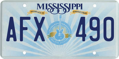 MS license plate AFX490
