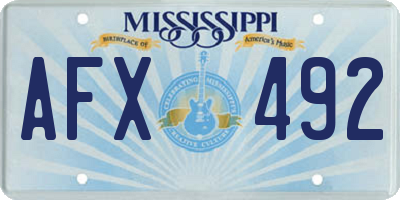 MS license plate AFX492