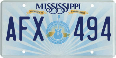 MS license plate AFX494