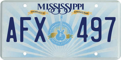 MS license plate AFX497