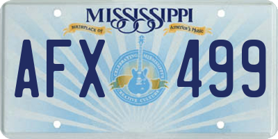 MS license plate AFX499