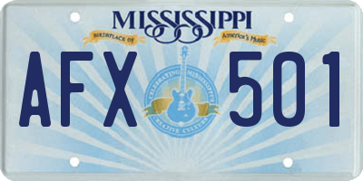 MS license plate AFX501