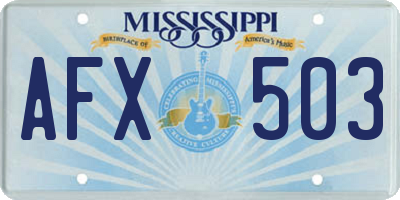 MS license plate AFX503