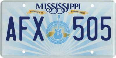 MS license plate AFX505