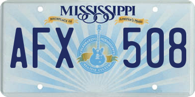 MS license plate AFX508