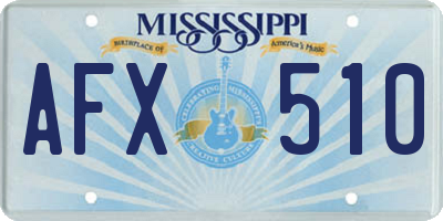 MS license plate AFX510