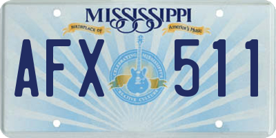 MS license plate AFX511