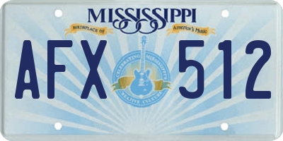 MS license plate AFX512
