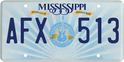 MS license plate AFX513