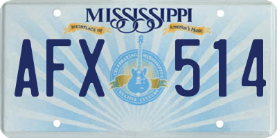 MS license plate AFX514