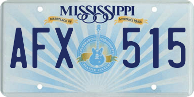 MS license plate AFX515