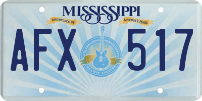 MS license plate AFX517