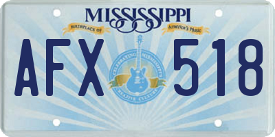 MS license plate AFX518