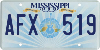 MS license plate AFX519