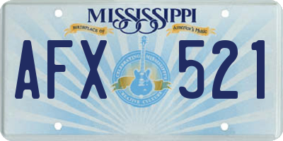 MS license plate AFX521