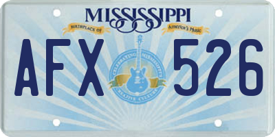 MS license plate AFX526