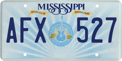 MS license plate AFX527