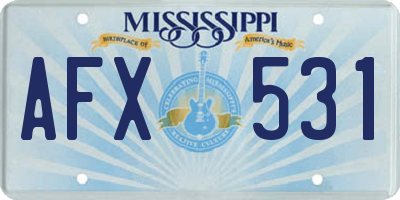 MS license plate AFX531