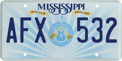 MS license plate AFX532