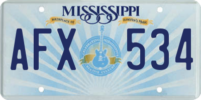 MS license plate AFX534
