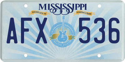MS license plate AFX536