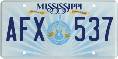 MS license plate AFX537
