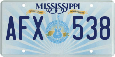 MS license plate AFX538