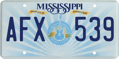 MS license plate AFX539