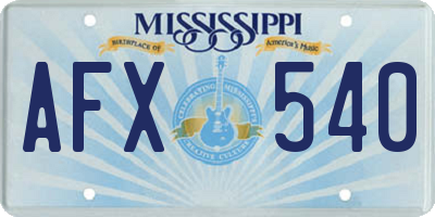 MS license plate AFX540
