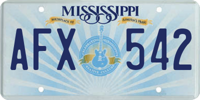 MS license plate AFX542
