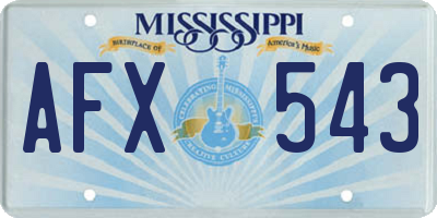 MS license plate AFX543