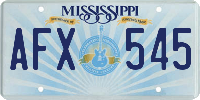 MS license plate AFX545