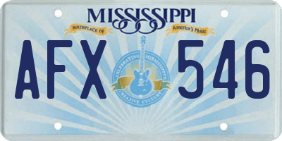 MS license plate AFX546