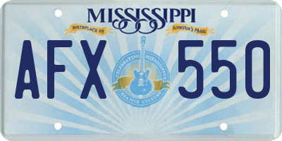 MS license plate AFX550