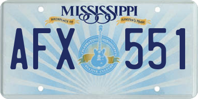 MS license plate AFX551