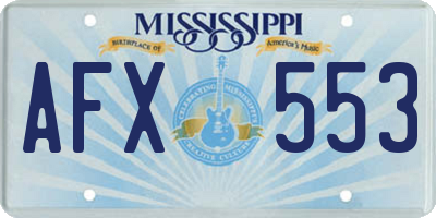 MS license plate AFX553