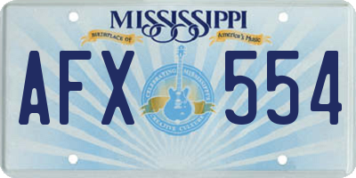 MS license plate AFX554