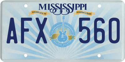 MS license plate AFX560