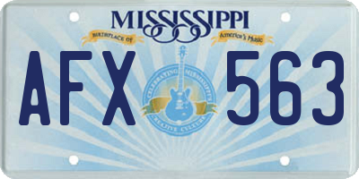MS license plate AFX563
