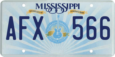 MS license plate AFX566