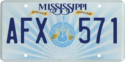 MS license plate AFX571