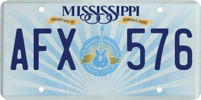 MS license plate AFX576