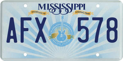 MS license plate AFX578