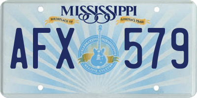 MS license plate AFX579