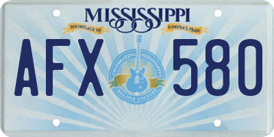 MS license plate AFX580
