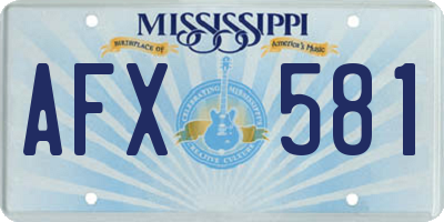 MS license plate AFX581