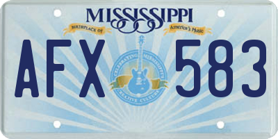 MS license plate AFX583