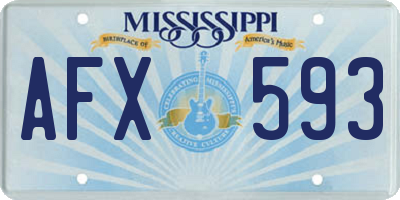 MS license plate AFX593