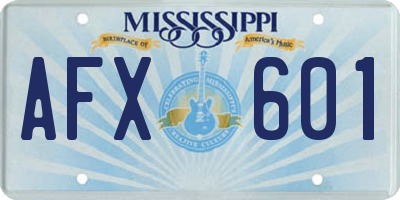 MS license plate AFX601